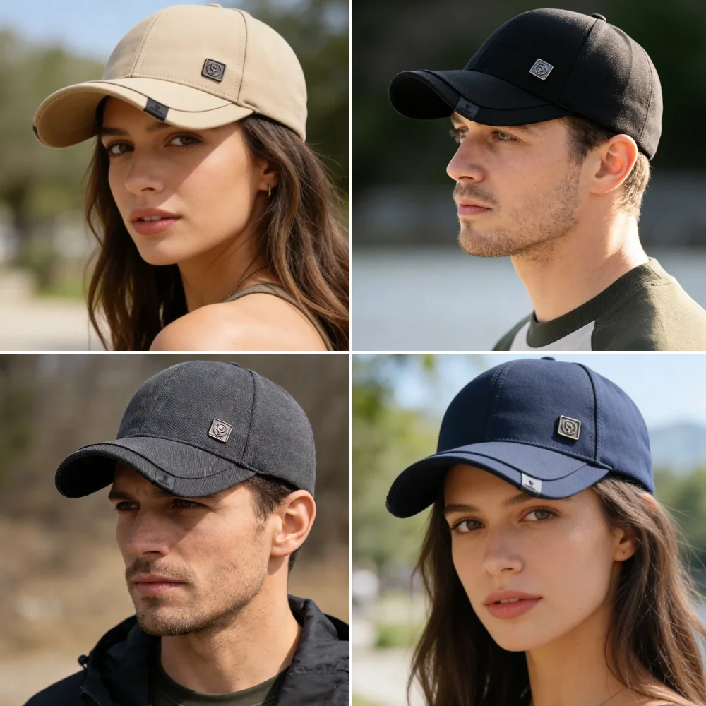 New Style Classic Men Baseball Cap With Metal Mark Casual Hat Caps For Male Outdoor Sports Fishing Leisure Caps