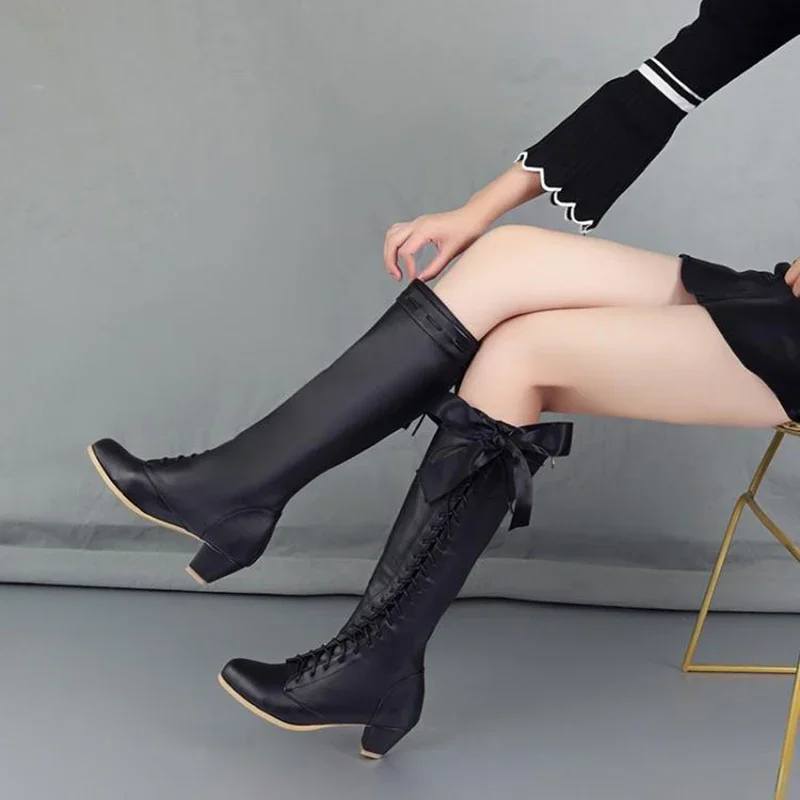 Bottes de cosplay en verre Anime pour dames, chaussures Lolita personnalisées, nœud de dessin animé, chaussures Lolita en PU, mode de loisirs