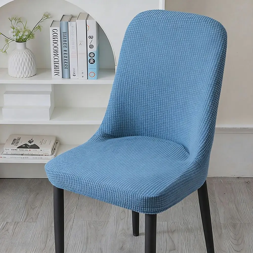Simple High-elastic Dining Chair Cover Curved Jacquard Integrated Seat Cover Anti-slip Soft Stool Slipcover for Home Decoration