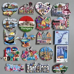 Fridge magnets Tourist Souvenir Magnetic Sticker Spain Italy Norway Holland Dubai Japan Belgium Brussels Tanzania New York