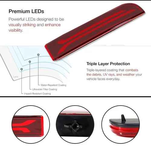 Imagen 2 del producto 2 uds para Mitsubishi Lancer Evo X Outlander luces reflectoras de parachoques trasero rojo, luces antiniebla traseras/freno y luz de señal de giro