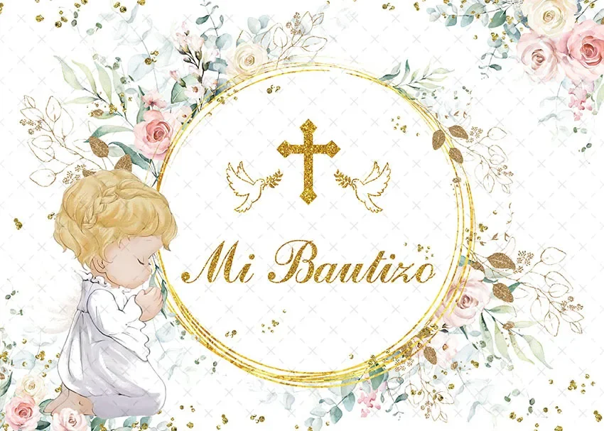 Mehofond Photography Background First Communion Baptism God Bless Baby Boy Birthday Party Portrait Decor Backdrop Photo Studio