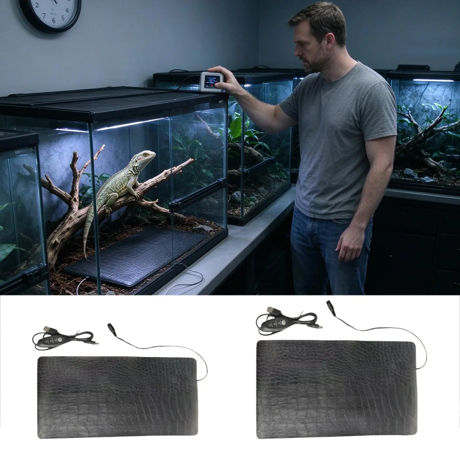 Heating Mat For Reptiles USB Plug-In Warmer Pads With With 3 Levels Terrarium Tank Heater Mat For Turtles Tortoises Snakes