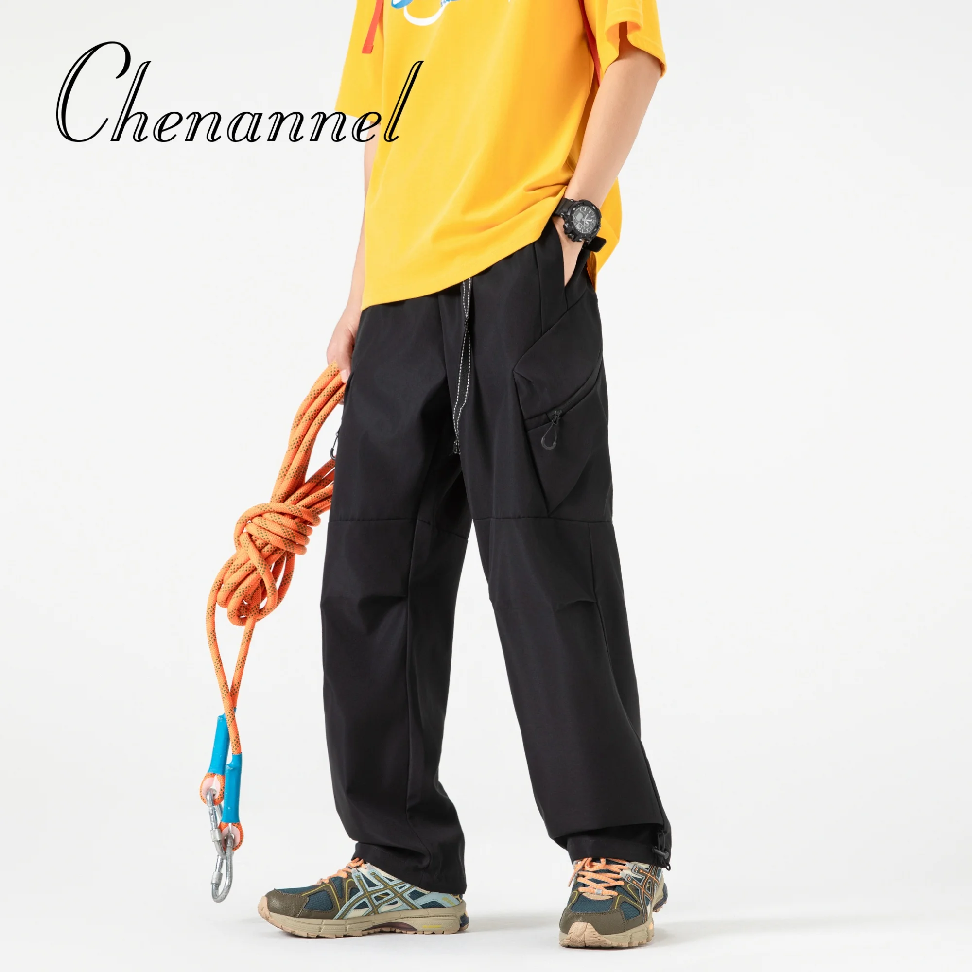 

Весенне-летние базовые водонепроницаемые дышащие повседневные брюки, мужские модные функциональные свободные брюки с парашютом спецодежды с прямыми штанинами