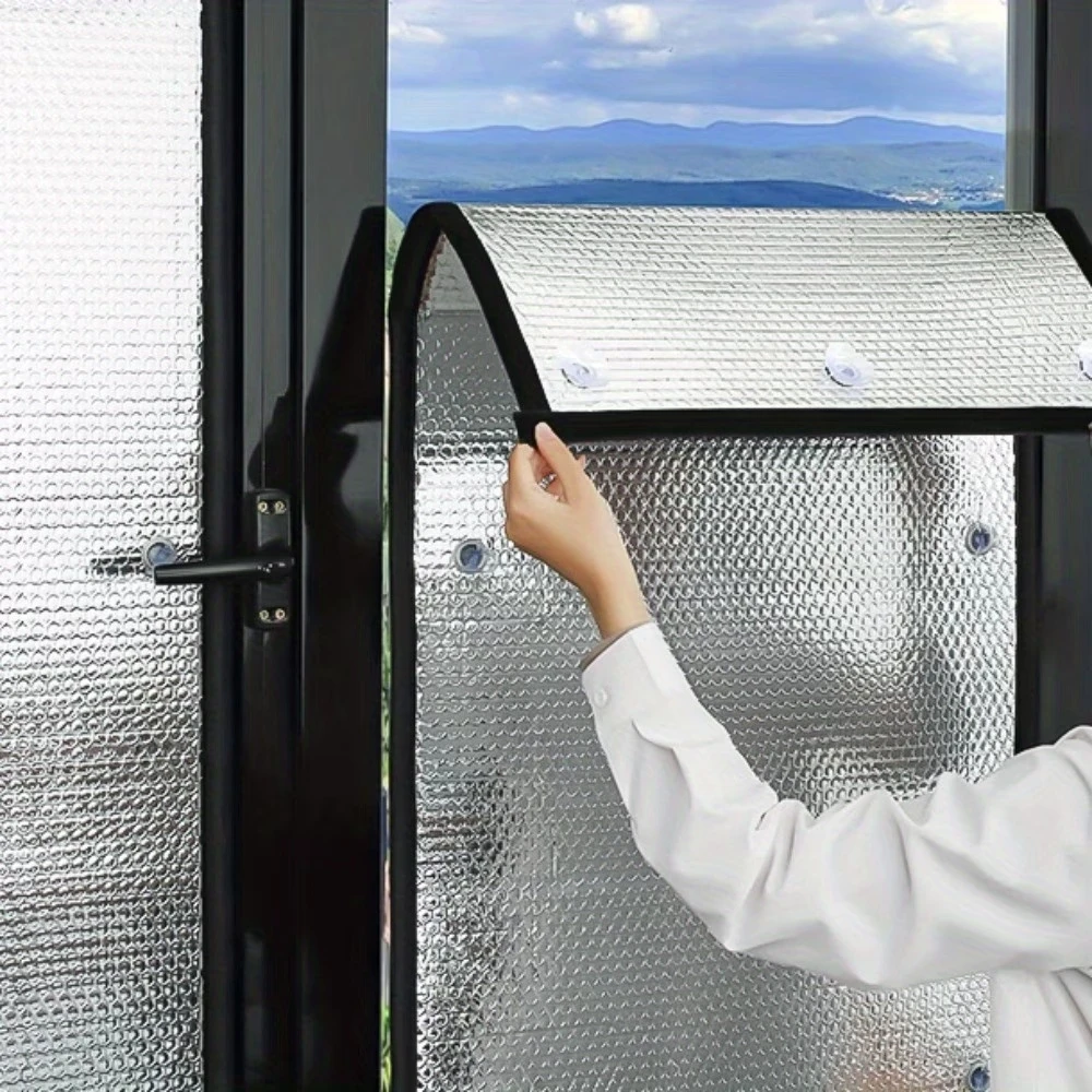 1pc Window Insulation Film,No Drill Temporary Sun Shade Curtain,Reusable Window Cover for Heat Blocking,UV Protection,Cooling
