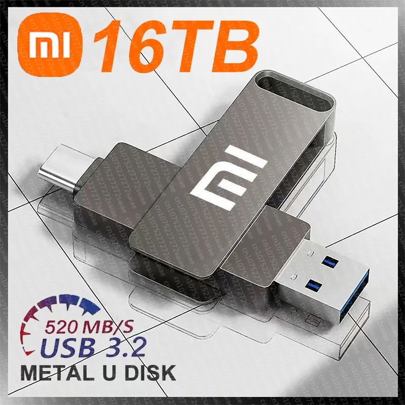 Xiaomi 16TB Flash Drive Usb 3.2 Super High Speed Flash Drive Metal Transfer Mini U Disk Pen Drive Type C Memory Disk SSD U Drive