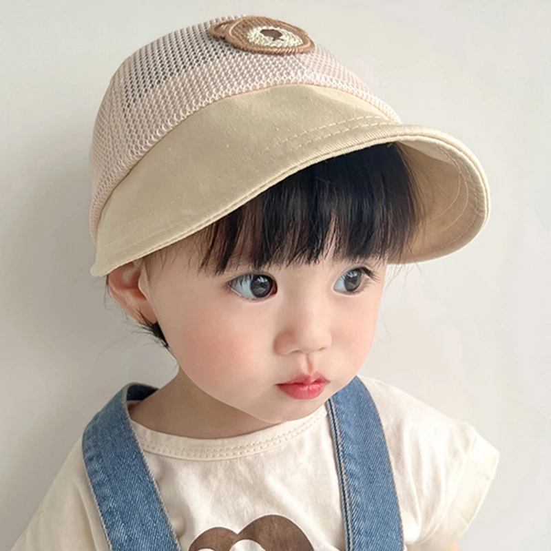 Cartoon Bär Baby Sonnenhut Sommer Mesh große Krempe Kinder Schirmmütze Kinder verstellbare Außen