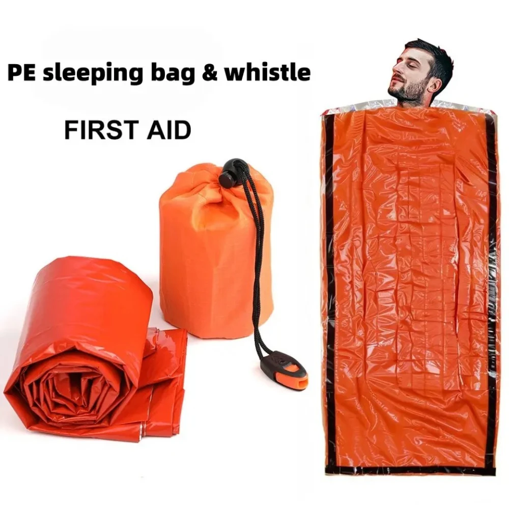 Saco de dormir de emergencia de 210 × 90cm, mantas térmicas de película de aluminio impermeables para acampar, senderismo, equipo de supervivencia que mantiene el calor, 1/2 Uds.