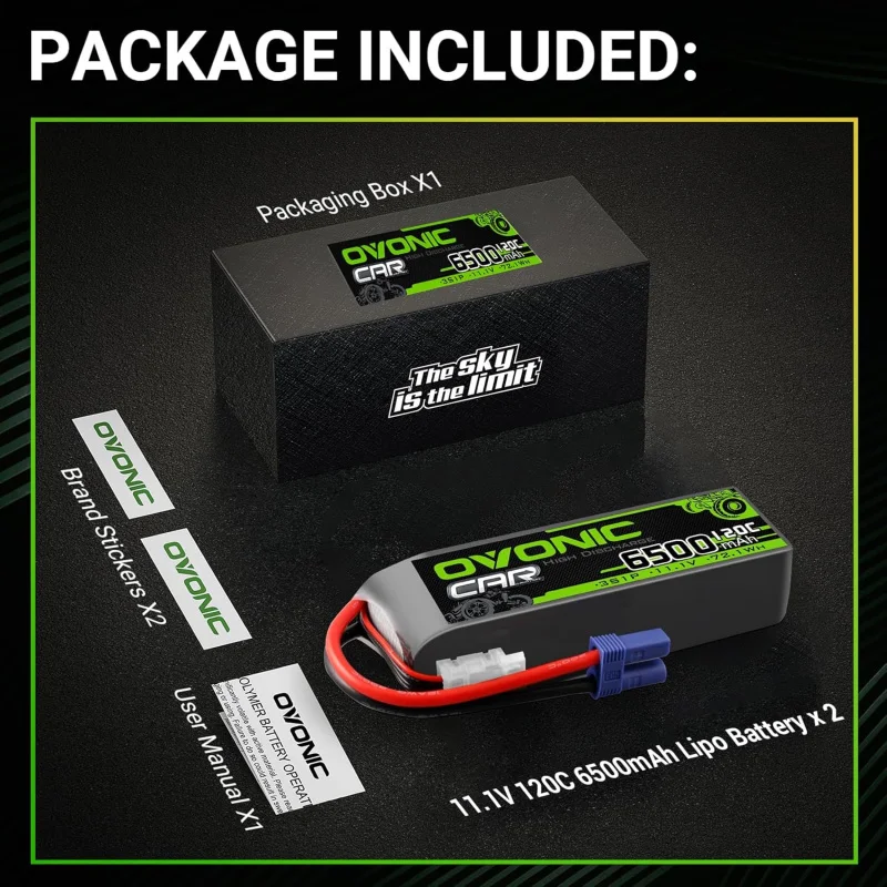 OVONIC 3S يبو بطارية 11.1 فولت 6500 مللي أمبير 120C مع EC5 التوصيل ل RC سيارة مركبة يتم التحكم بها عن بُعد طائرة هليكوبتر قارب سيارة سباق RC هواية (2 حزمة