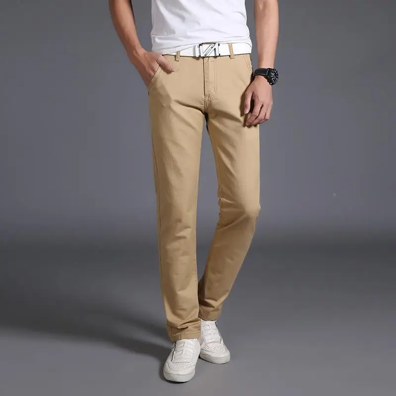 

Мужские хлопковые повседневные брюки Ne PSDsumer со средней талией, прямые брюки Faion Urban Sle, летние, тонкие, цвета хаки, Workwe...