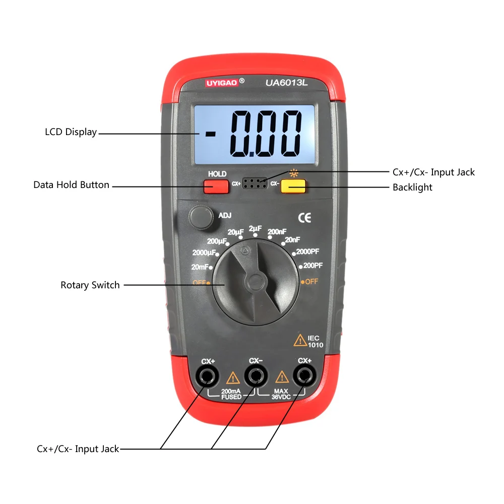 YIGAO UA6013L Professional Capacitance Meter Digital LCD Capacitor Tester Electronic Diagnostic Tool