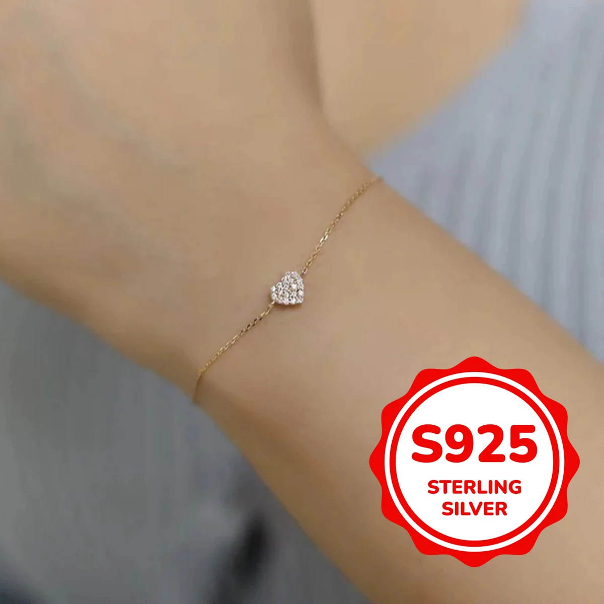 

S925 authentic sterling silver fashionable heart bracelet for women sweet retro light luxury versatile simple and elegant