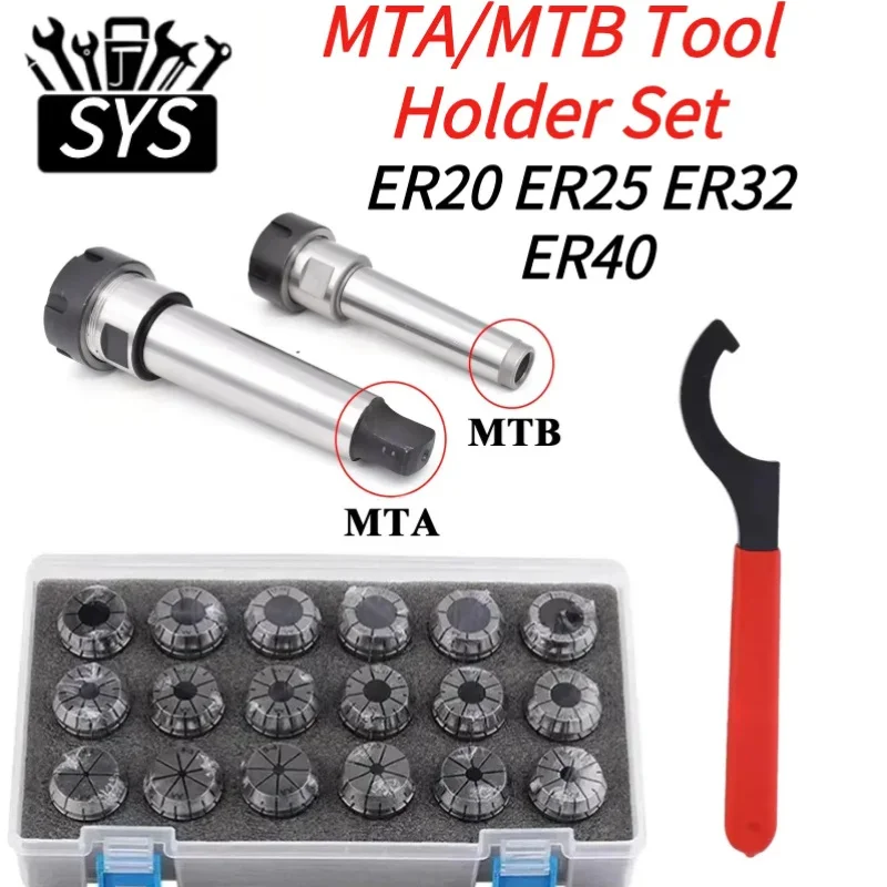 SYS 1 Set ER20 ER25 ER32 ER40 ER Spannzangenfutter Federspannzangenfutter Morsehalter MTB2 MTB3 MTB4 MTB5 Werkzeughalter-Set für CNC-Fräsen