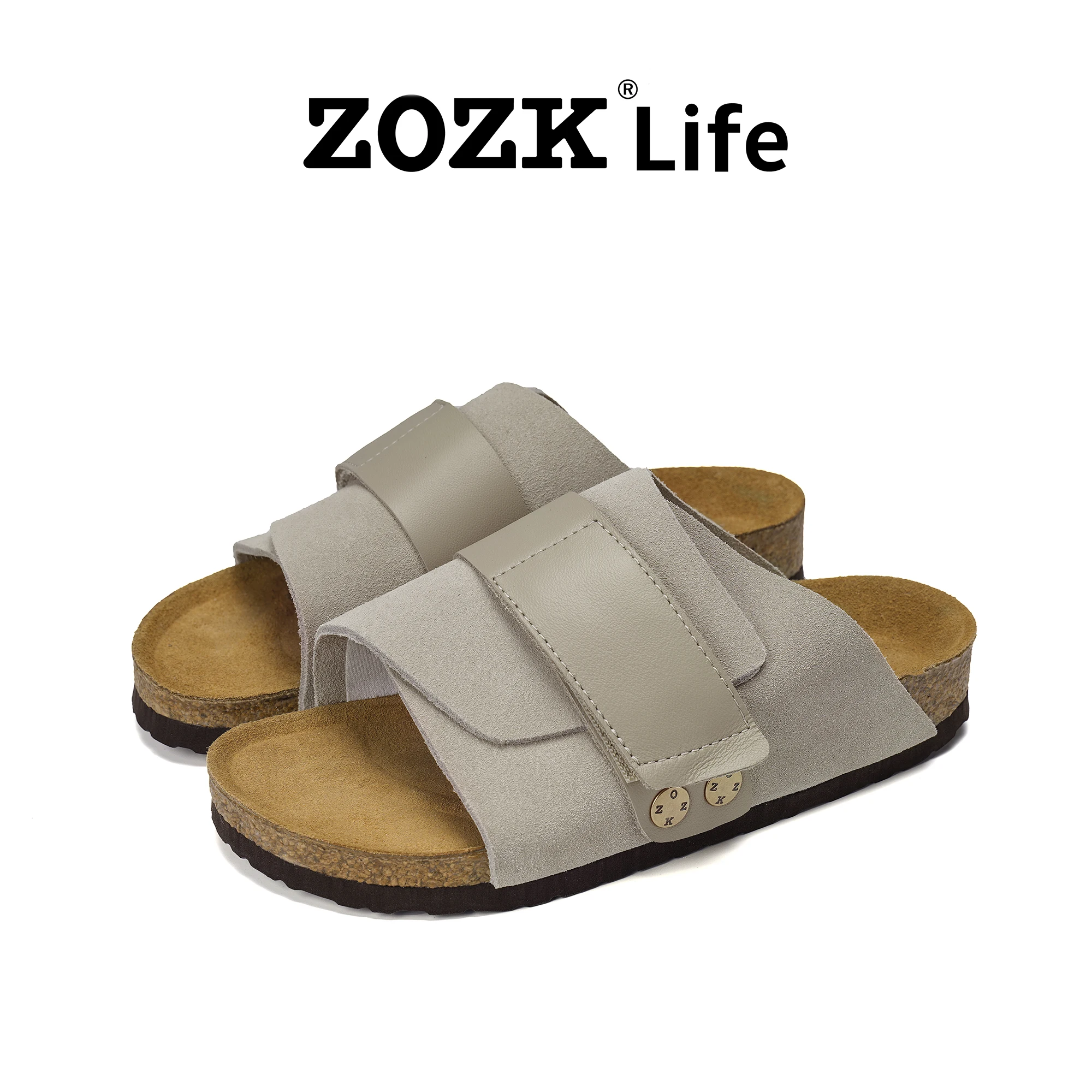 

Мужские сандалии ZOZK Life из натуральной кожи, удобные слипоны с пробковой подставкой и регулируемым ремешком, доступны 3 цвета