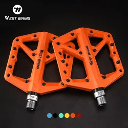 WEST BIKING Nylon Bicycle Pedals Ultralight BMX Moutain Road Bike Pedals DU Bearings Big Foot Flat Non-Slip Cycling Accessories