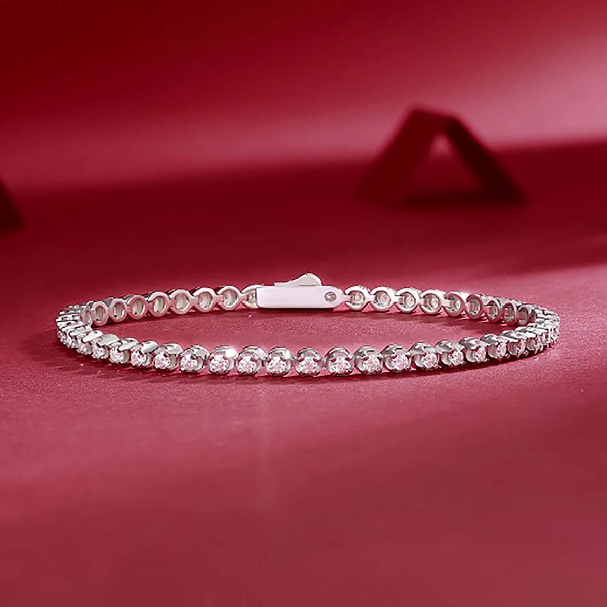 JIUZUAN 925 Sterling Silver Tennis Bracelet, Hip Hop Couple Bracelet, Fashion Valentine\'s Day Birthday Gift with Certificate
