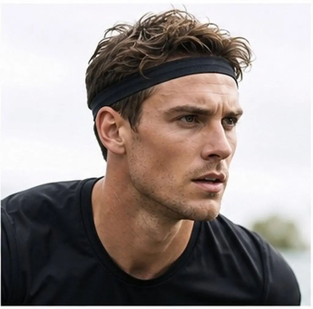 6Pcs Sports Headband for Men Elastic Anti-Skid Sweatband Quick Dry Breathable Headband for Basketball Football Gym Workout