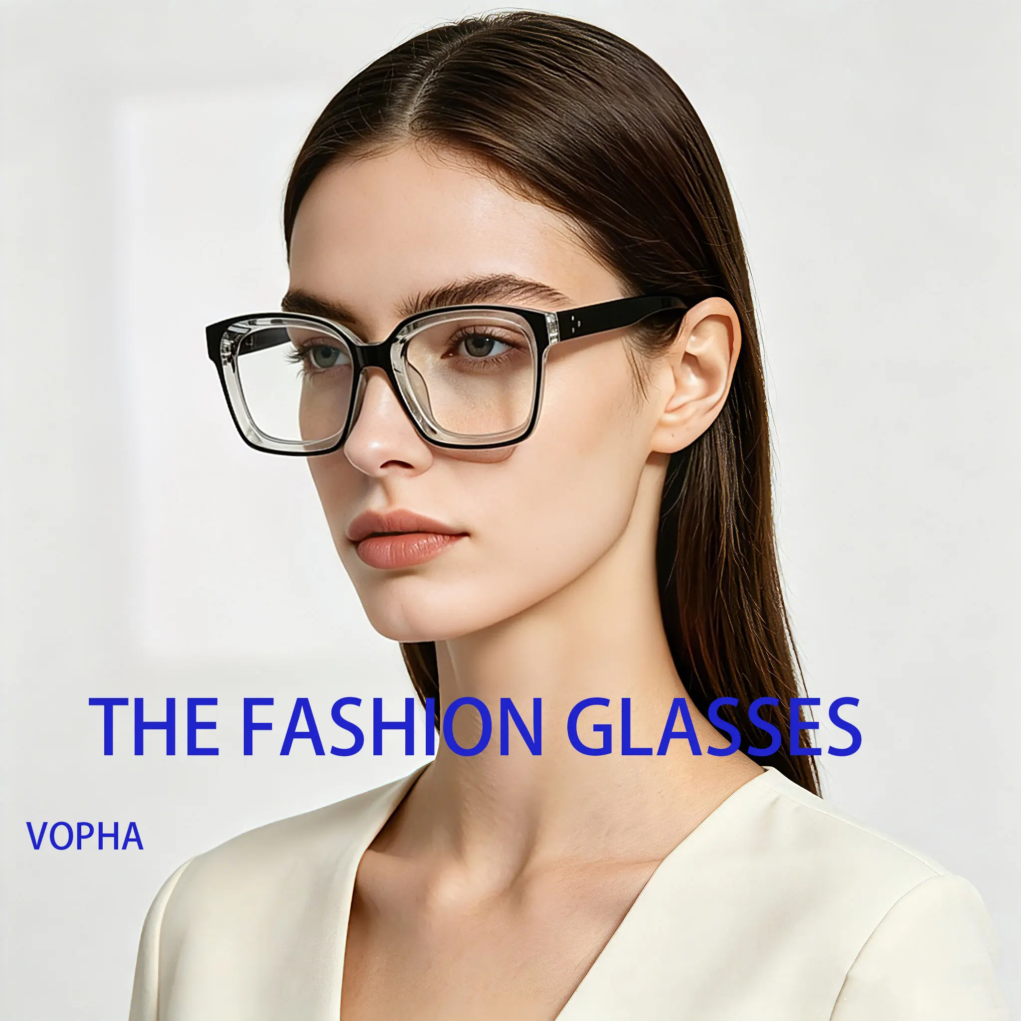 2 Pack Thick Square Acetate Glasses Frame for Women Men, Blue Light Blocking Geek Chic Retro Vibes Oversized Browline Eyewear view 2
