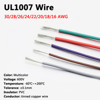 1M UL1007 Wire 30 28 26 24 22 20 18 16 AWG Cable High Temperature Resistant Flexible Silicone Electronic Copper Wire 600V