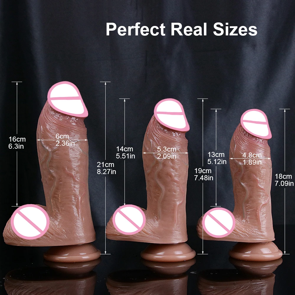 New Popular Realistic Dildo Big Sizes Soft Penis Silicone Dick Strapon Suction Cup Anal Sex Toys For Women Vaginal Masturbation