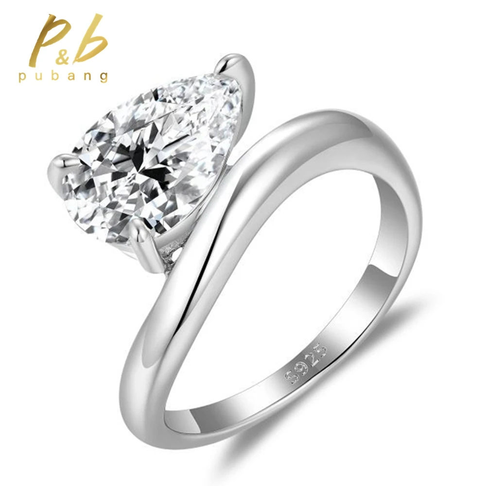 

PuBang Fine Jewelry Sparkling 925 Sterling Silver Crushed Ice 7*10MM Moissanite Diamond Wedding Ring for Women Anniversary Gifts