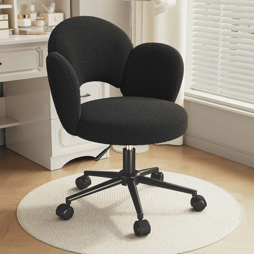 Cadeira de Escritório Fofa com Rodas, Cadeira Giratória Ajustável em Altura para Maquiagem, Quarto e Sala, Modelo Pétala