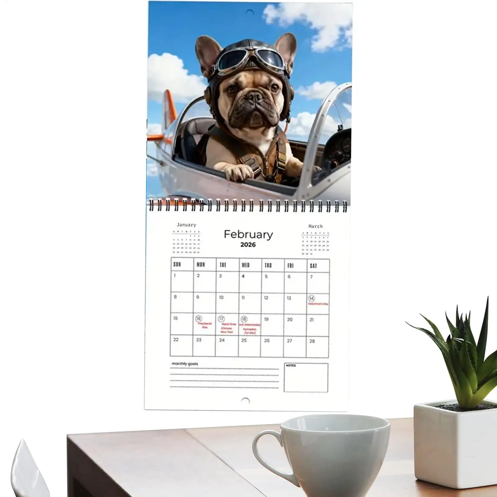 2026 Calendar 12 Month Weekly Daily Ruled Blocks French Bulldog 2026 dog Calendar Planner for Academic Appointment Home Office