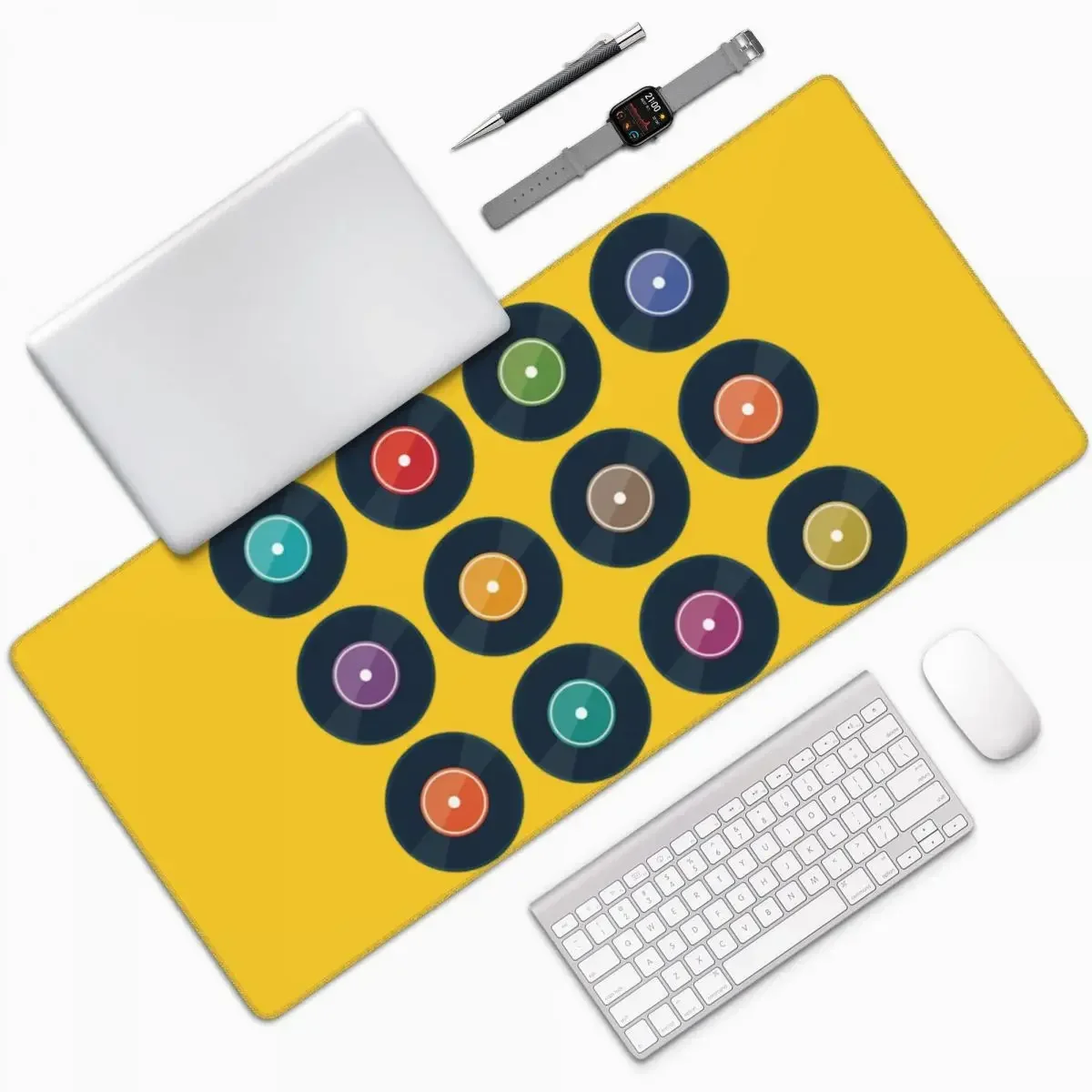 Coleção de discos de vinil grande mouse pad teclado do computador mouse tapete gamer pc portátil tapete de mesa acessórios de escritório tapetes de mesa