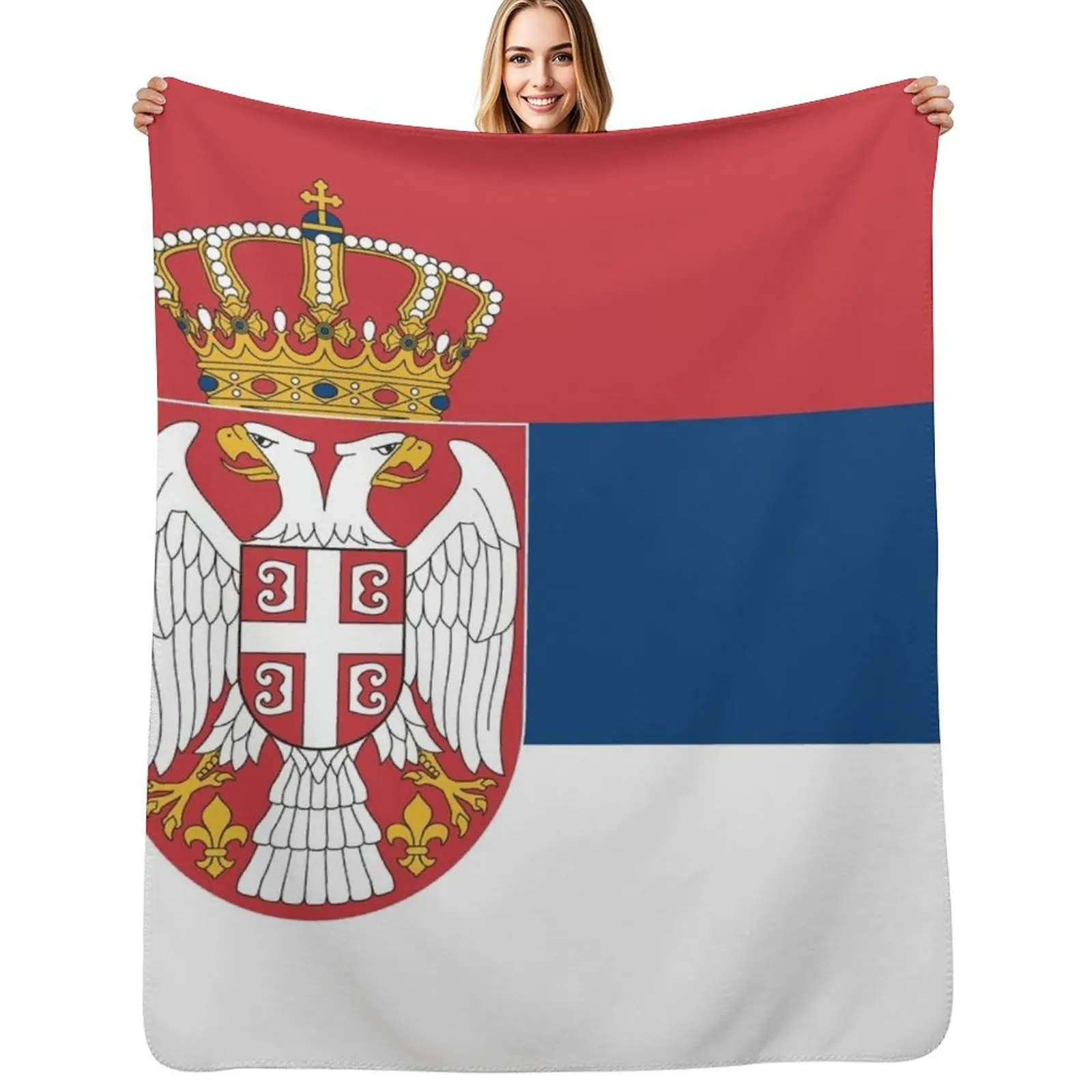 

Flag of Serbia Throw Blanket Cozy Throw Blanket Birthday Gift for Him Her