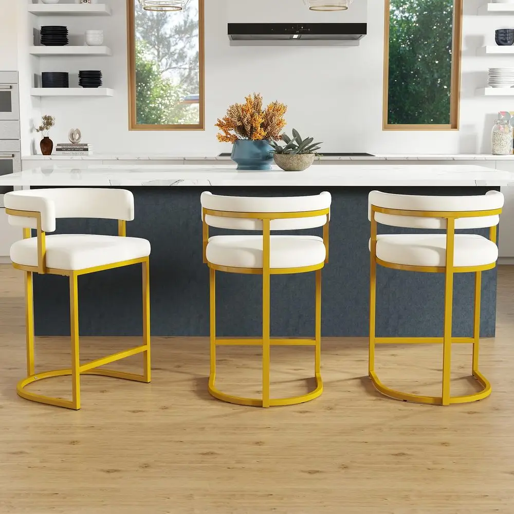 

Stools Set of 3 Island Chairs, 26 Stools for Kitchen Counter with High Back, Modern Bar Height Chairs with Thick Cushion Easy A
