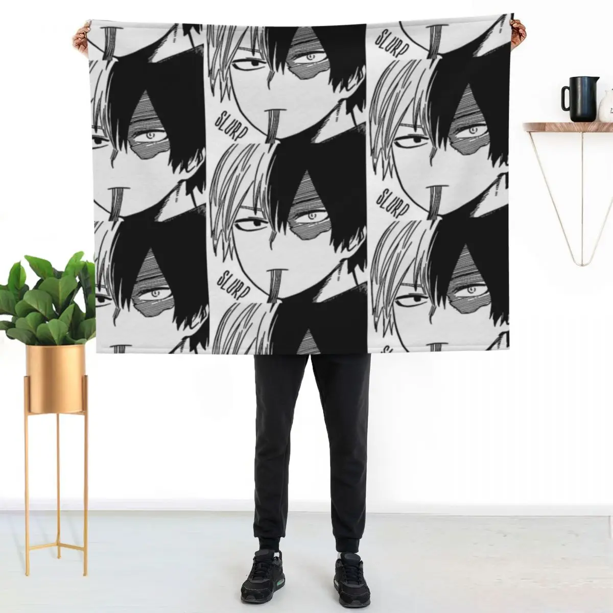Todoroki slurping Sticker Throw Blanket halloween Multi-Purpose Cute Plaid for sofa Blankets For Sofas for babies Blankets