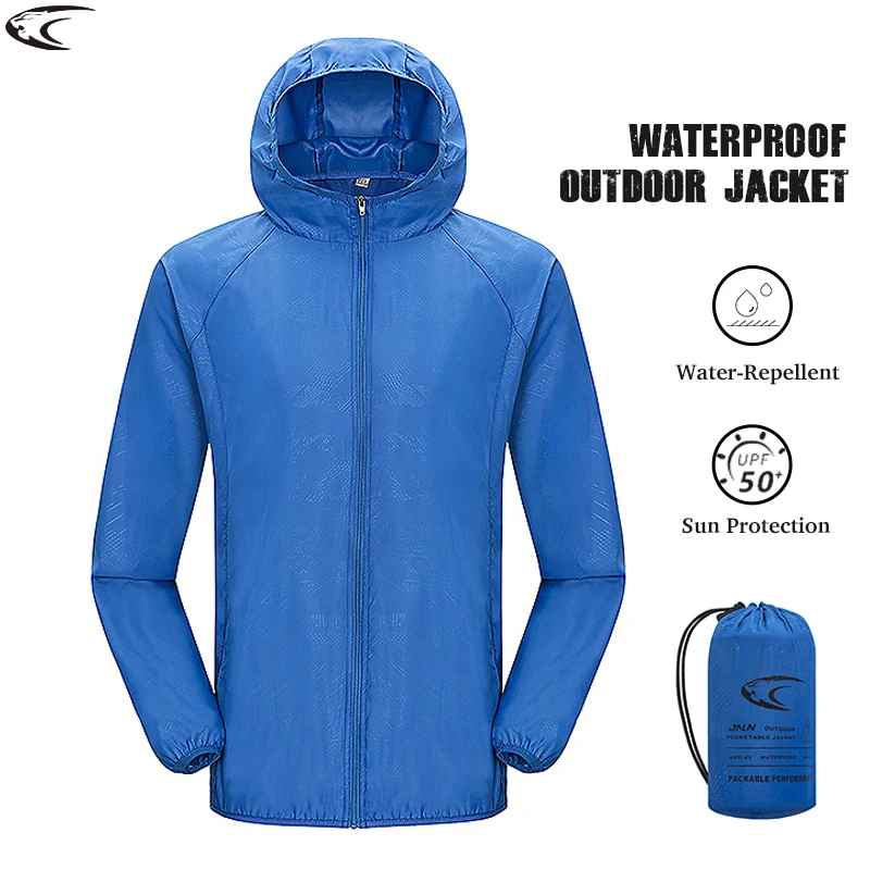 LNGXO للجنسين معطف للرياضة الرجال النساء مقاوم للماء سريعة الجافة التخييم سترة واقية في الهواء الطلق الرحلات الصيد معطف المطر المضادة للأشعة فوق البنفسجية الملابس