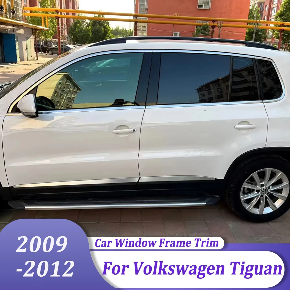 Moldura de ventana con marco de acero inoxidable, moldura decorativa para ventanas, accesorios para automóviles Volkswagen VW Tiguan 2009-2012
