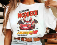 Retro Lightning MC Queen Vintage Race 95 Halloween Shirt Disney Cars Mickey's Not So Scary Matching Tee