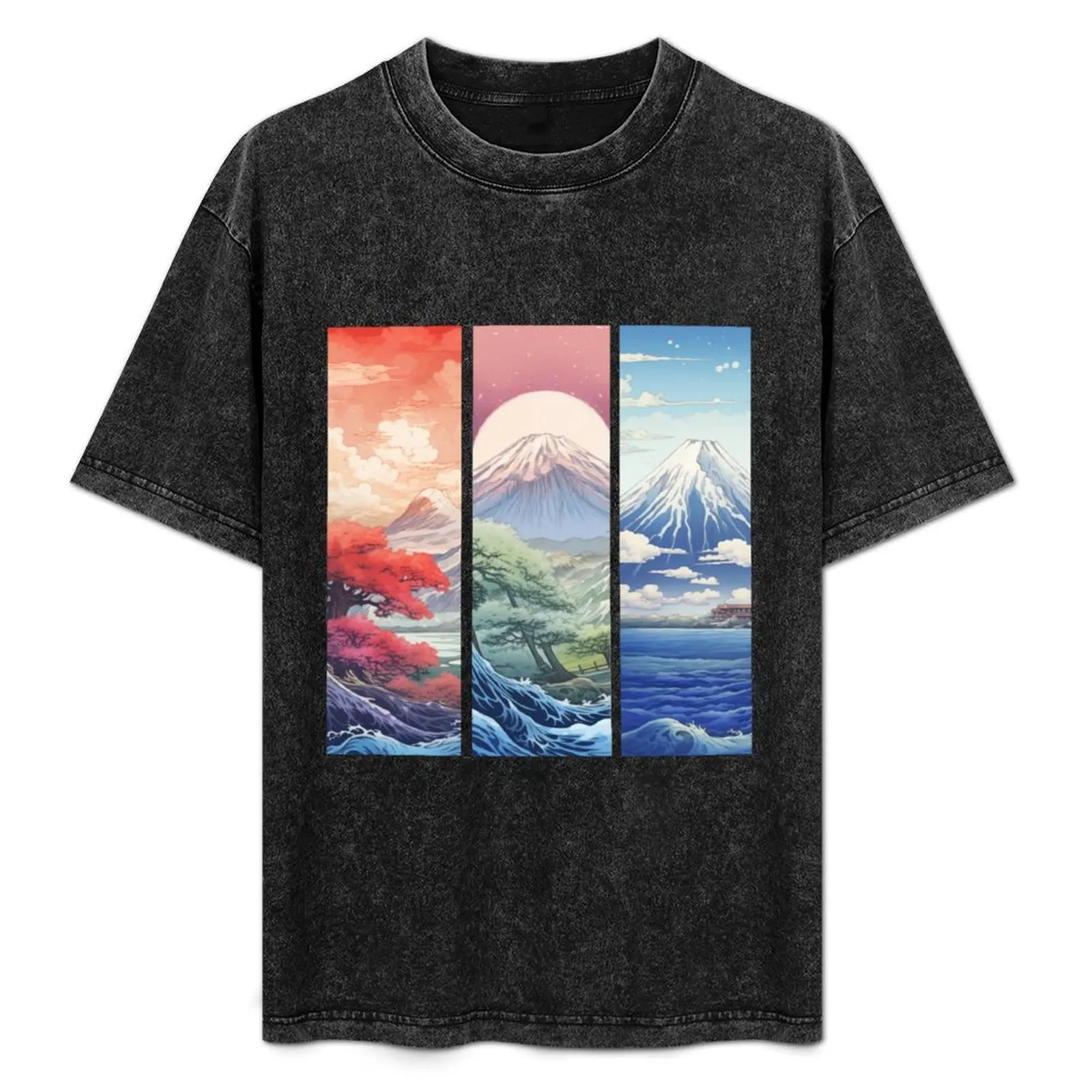 

The Beautiful Mount Fuji T-Shirt Minimalist Plain Crew Neck T-Shirt