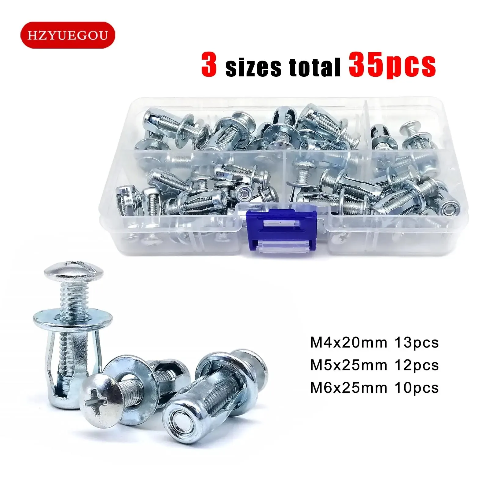 35 pçs/caixa jack porca expansão rebites porca parafuso parafuso mix m4 m5 m6 kit para parede oca ferro pele braçadeira pétala forma âncoras plugues