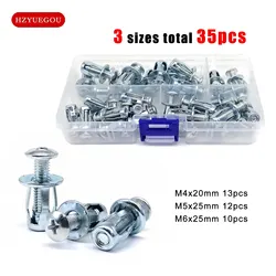 35pcs/box Jack Nut Expansion Rivets Nut Screw Bolt Mix M4 M5 M6 Kit for Hollow Wall Iron Skin Clamp Petal Shape Anchors Plugs