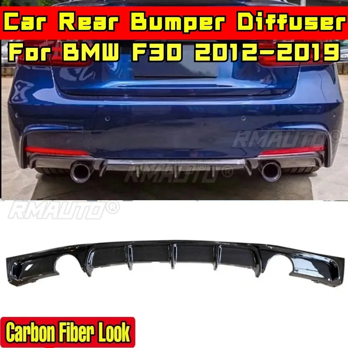 F30 Rear Bumper Lip Carbon Fiber Look MP Style Rear Bumper Guard Splitter Body Kit For BMW F30 2012-2019 Car Accessories