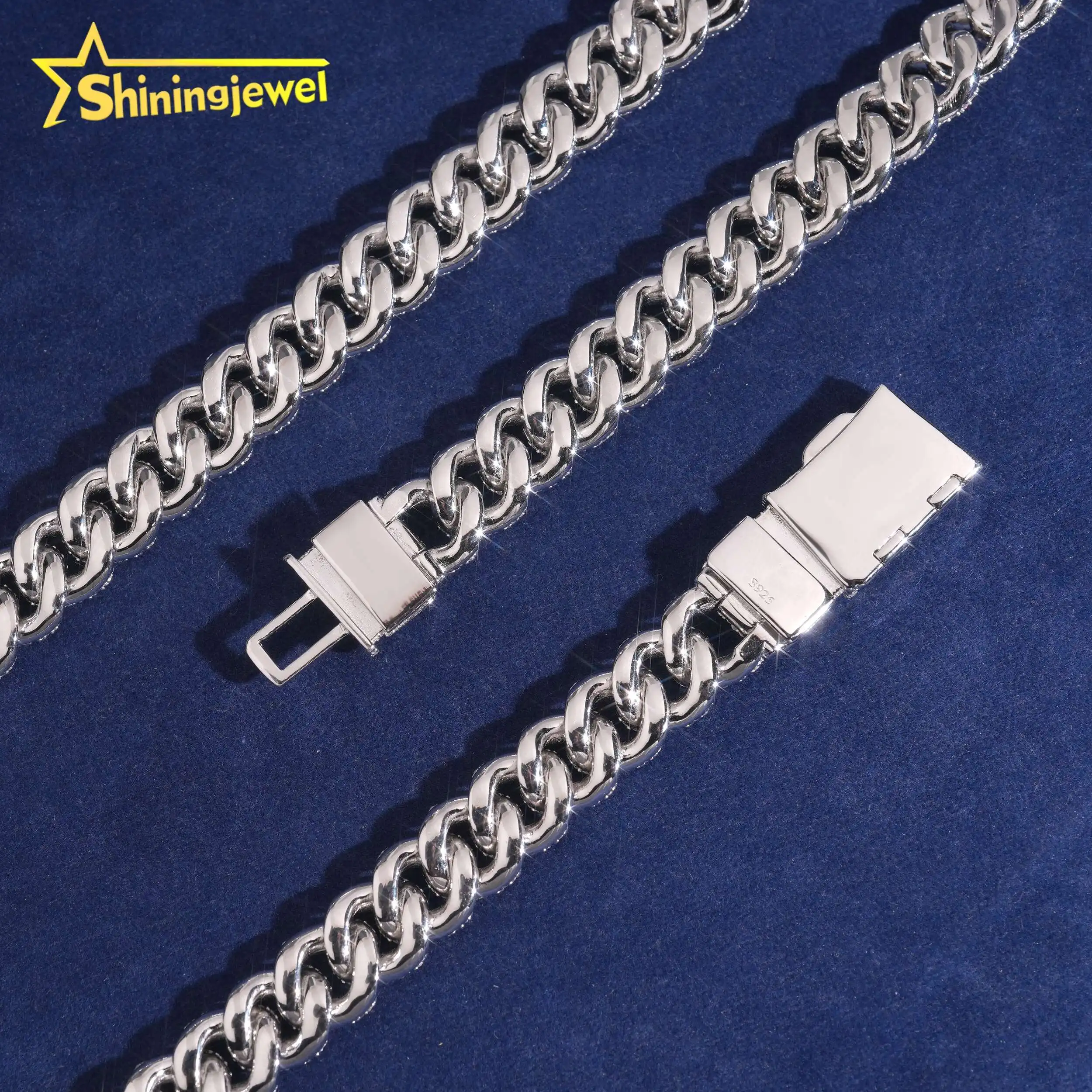 12mm Solid 925 Silver Diamond Cuban Link Chain Hip Hop Jewelry Iced Out Cuban Chain Moissanite Pass Diamond Tester...