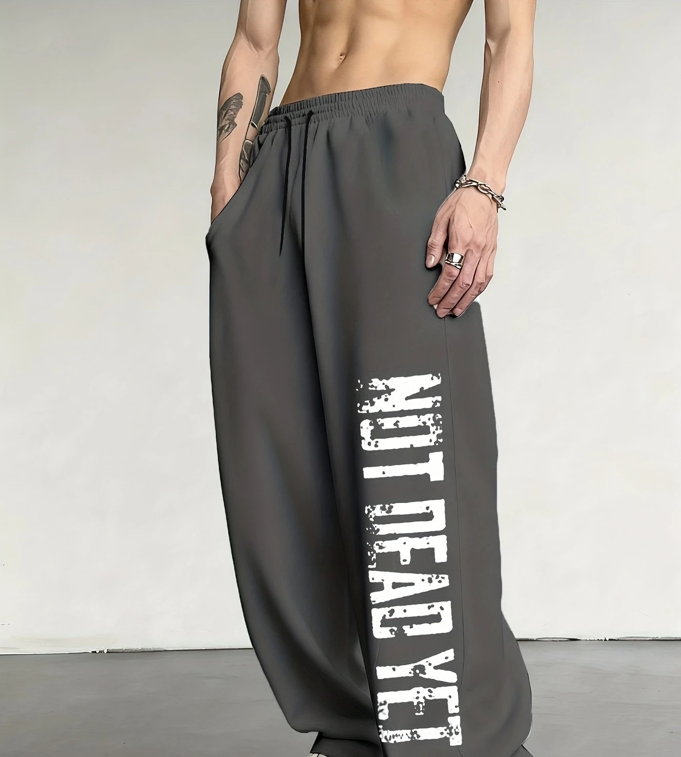 

Men's versatile solid color drawstring loose casual sports trousers, men's outdoor and home casual trousers pants men