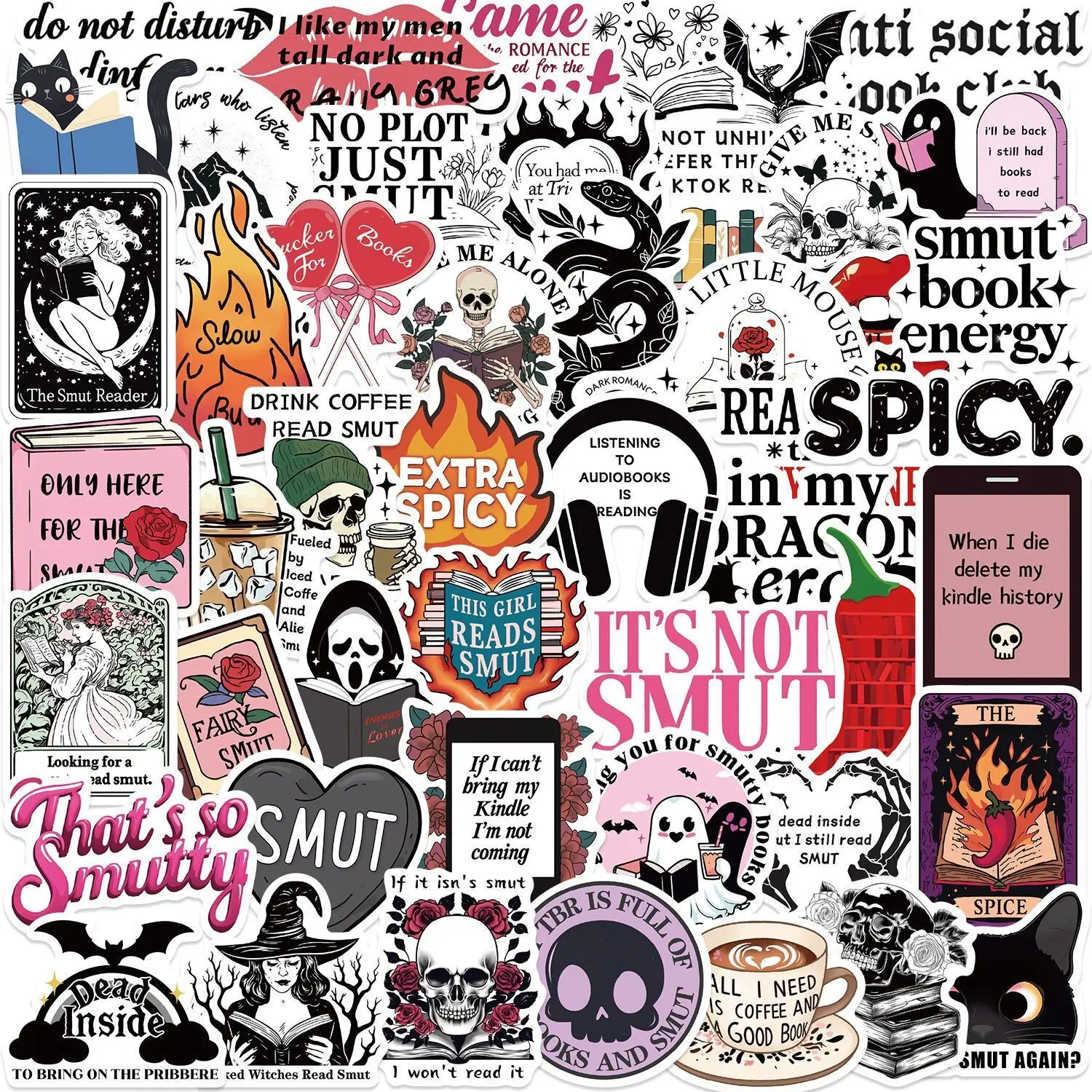 10/50/100pcs Mix Smut Dark Romance Bookish Book Reading Stickers Kindle Aesthetic Girls Decals Ipad Phone Laptop Diary Sticker