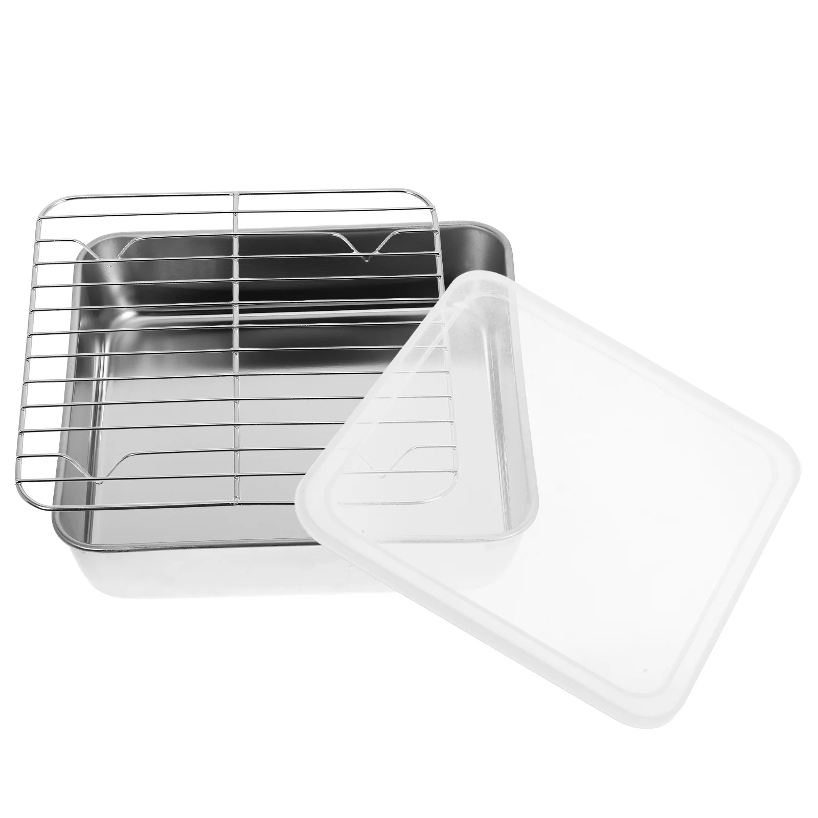 

1Set Stainless Steel Roasting Pan Set Rectangular Lid Rack High Temperature Resistant Oven Bbq Grill Basket Meat Vegetable
