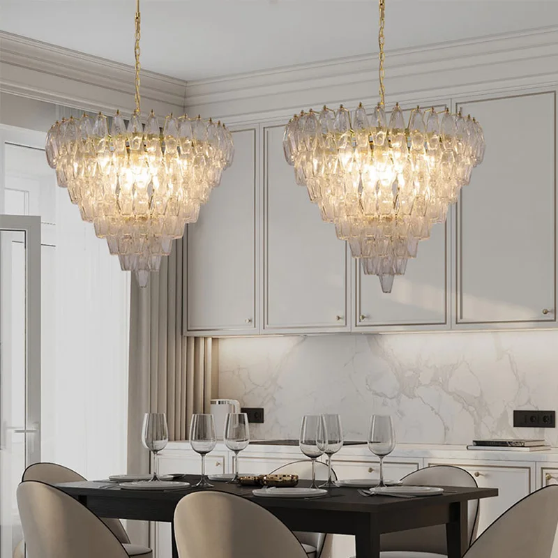 2026 NEW Murano Glass Pendant Lamp Conical Design Wish Bottle Electroplated Brass Silver Dimmable Ceilings Lustre
