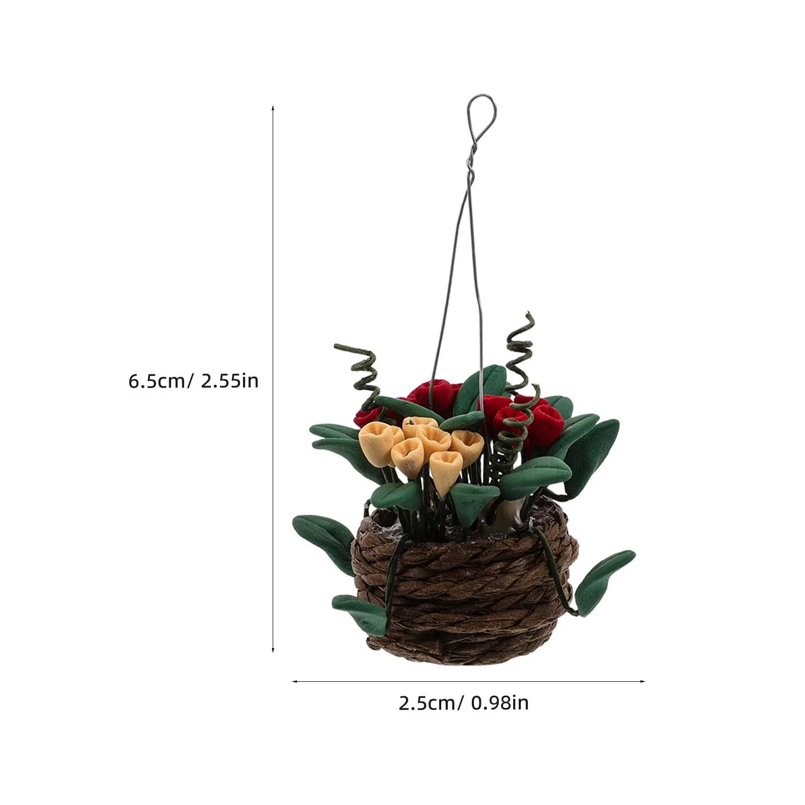 Decorações para casa em miniatura, mini modelos de plantas em vasos, escala 1:12, cesta suspensa, pequenos ornamentos de vegetação falsa, casa de bonecas mini