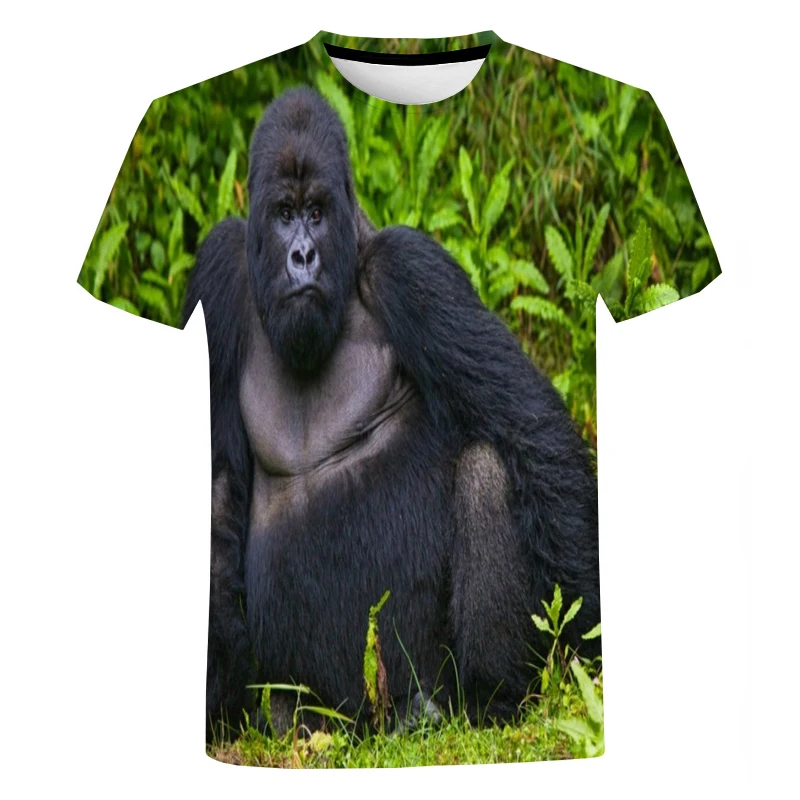 Summer Male And Female Animal Orangutan Pattern 3d Printed O Collar Short Sleeve T-Shirt Funny And Interesting Plus Size Top