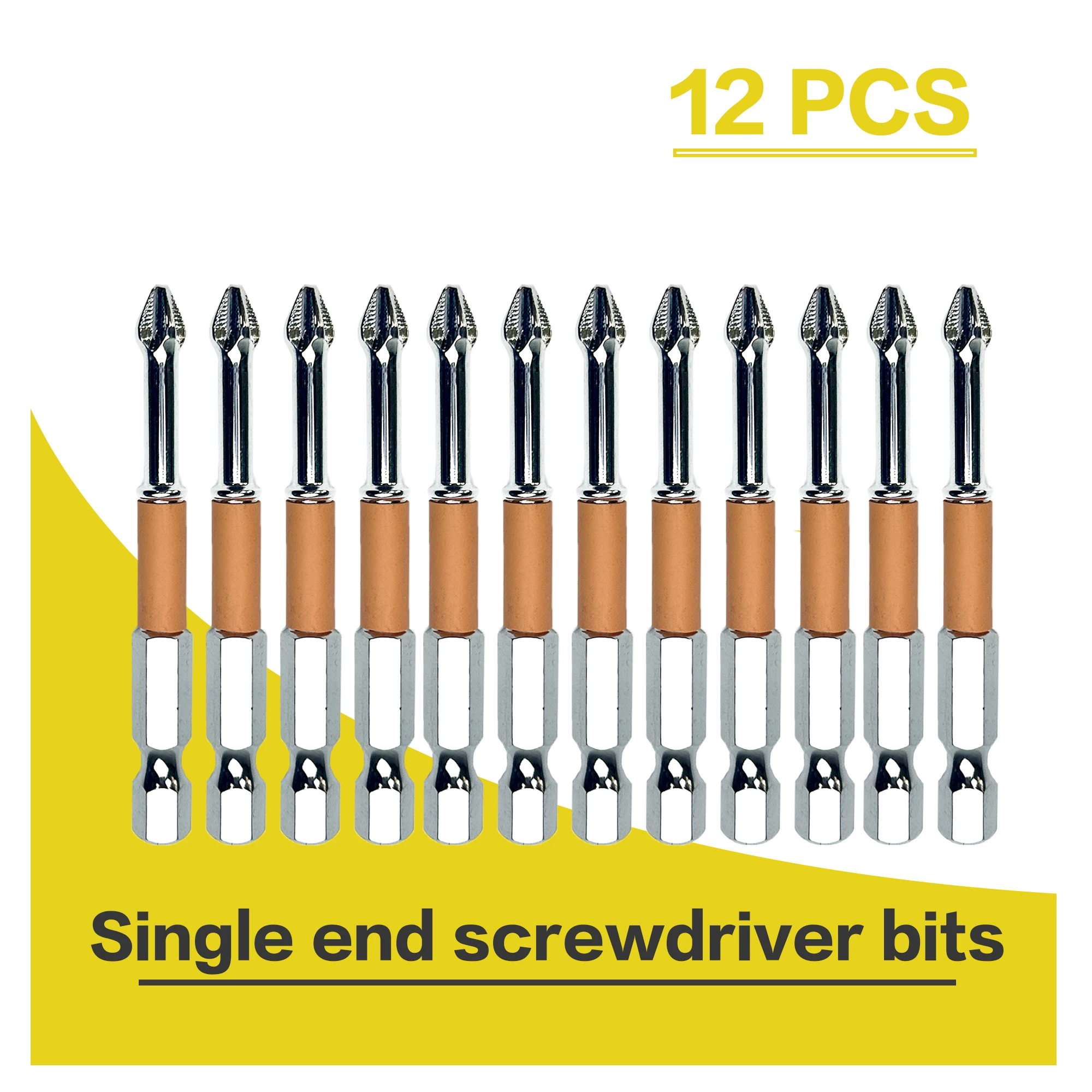 

12PCS Cross Head Set, 65mm High Torque Anti-Slip Ultra-Durable Wear-Resistant, S2 Steel, Hardened to Resist Breaking