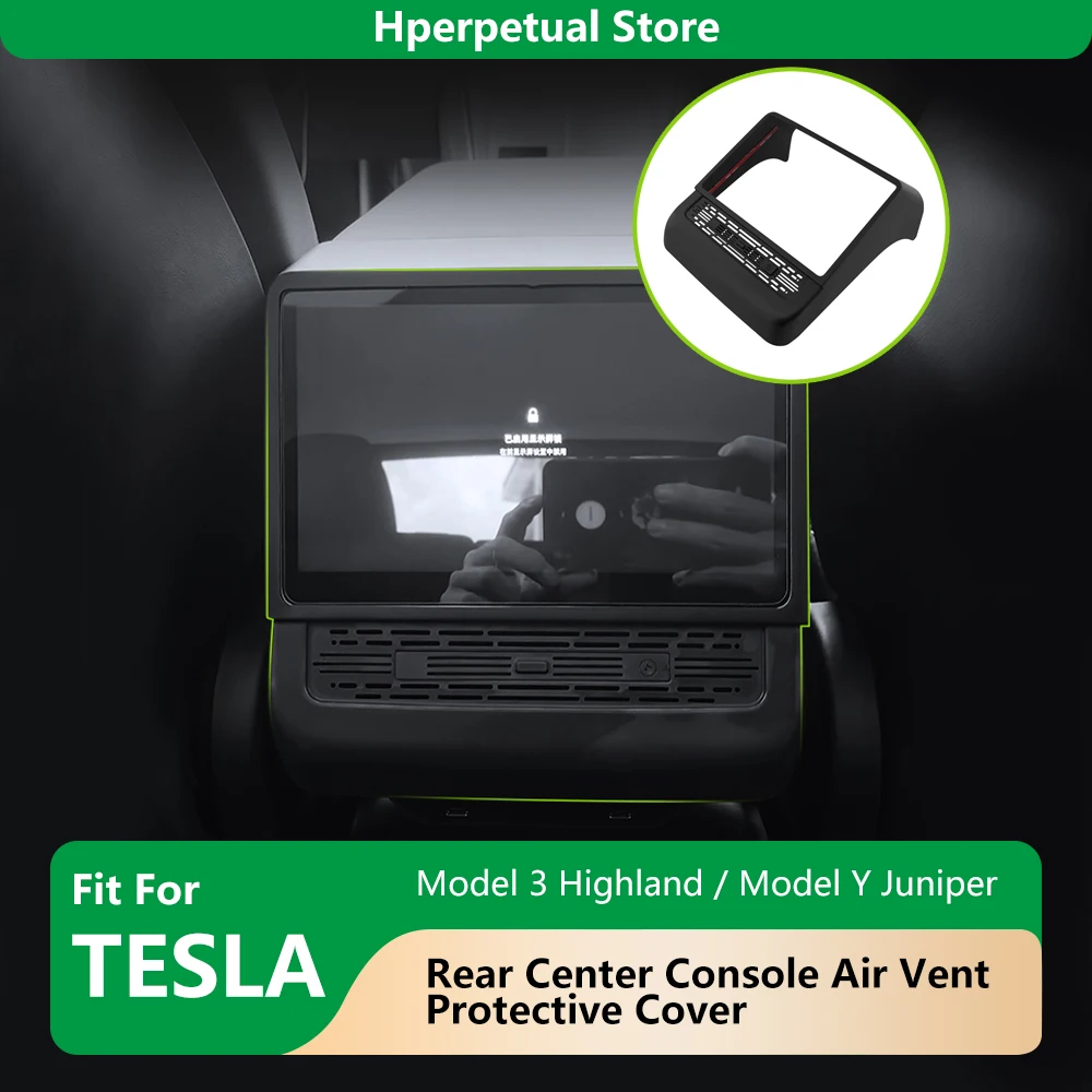 

Для Tesla Model 3 Highland Model Y Juniper 2025 Крышка воздуховыпускного отверстия на задней центральной консоли ABS Крышка вентиляционного отверстия Черные автомобильные аксессуары