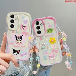 3D Kuromi Cute Bear Wave Phone Case For Tecno Spark 10 Pro 10C 9 8C 5 4 Go Camon 20 15 16S 12 Pop 7 Wrist Strap Cartoon Cover