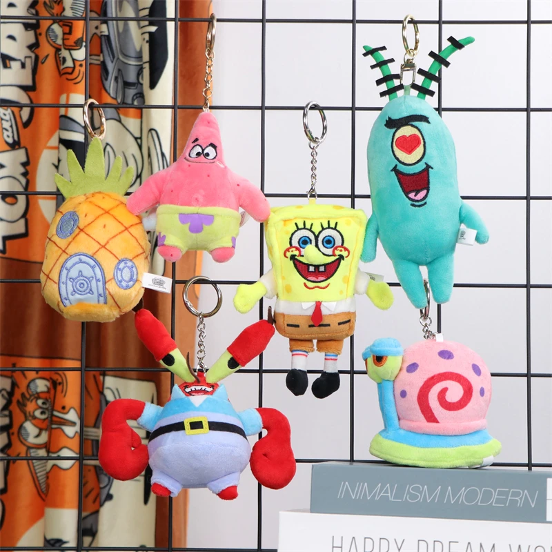 Original SpongeBob SquarePants Patrick Star Kawaii Plush Toys Keychains Cute Cartoon Gary Sheldon J Plankton Peluche Dolls Gift