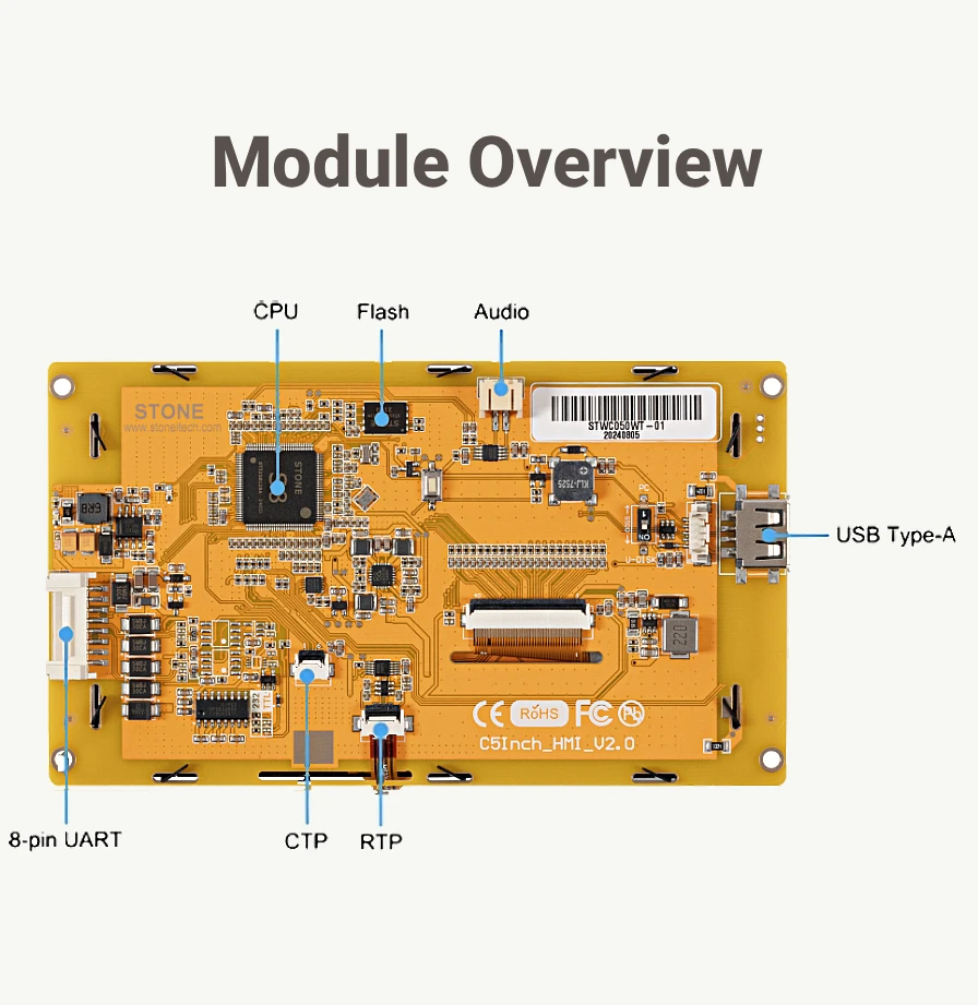 STONE C 4.3 5 7 10.1 Zoll HMI-Display-Panel TFT LCD ohne Touchscreen für TTL CPU Cortex A8 1Ghz für Arduino Nano Uno r3 – Detail 2